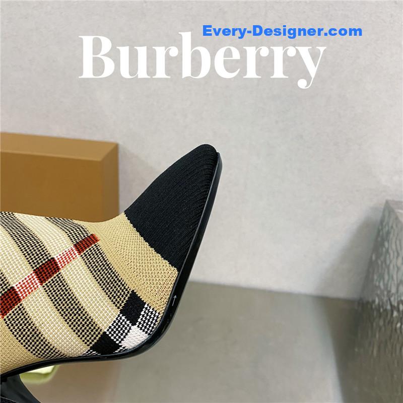 Bv*b*rry square-toe stiletto checked stretch-knit sock boots