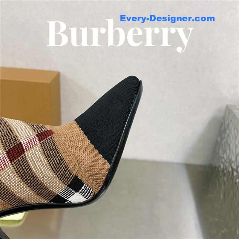 Bv*b*rry square-toe stiletto checked stretch-knit sock boots
