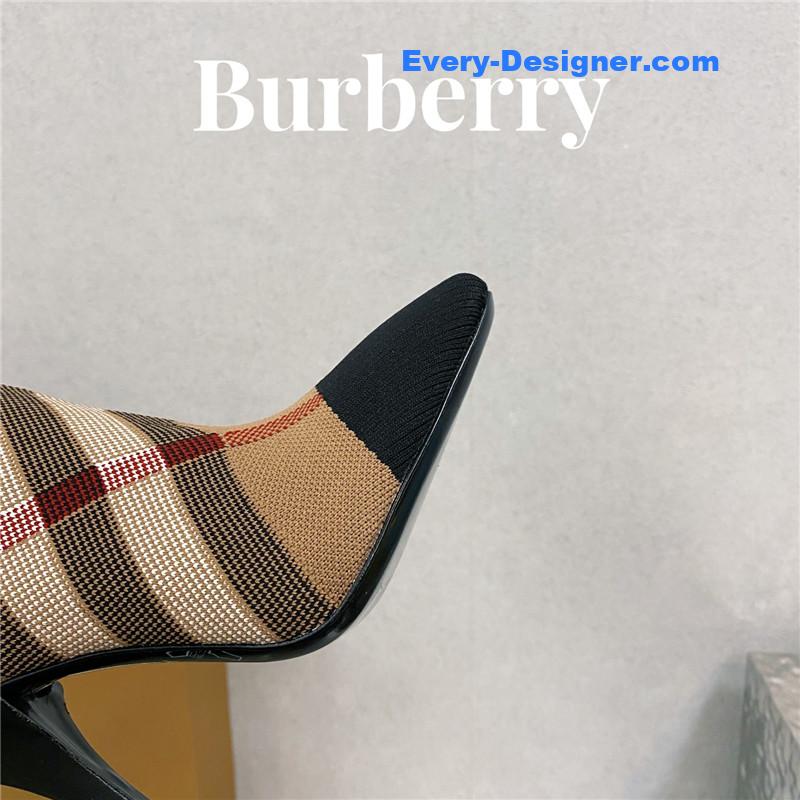 Bv*b*rry square-toe stiletto checked stretch-knit sock boots