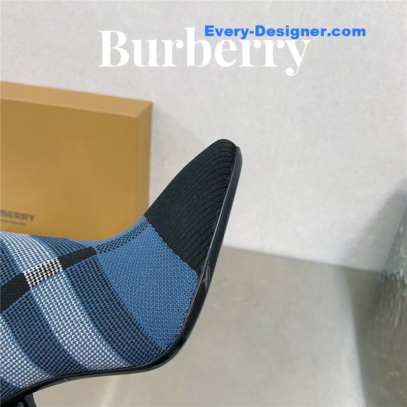 Bv*b*rry square-toe stiletto checked stretch-knit sock boots