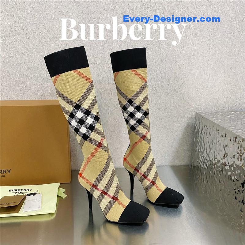 Bv*b*rry classic check high-heeled sock boots