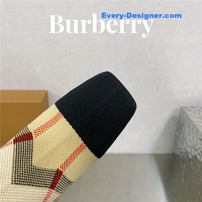 Bv*b*rry classic check high-heeled sock boots