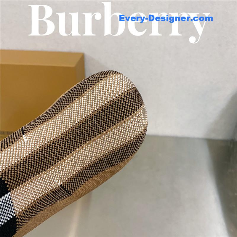 Bv*b*rry square-toe stiletto checked stretch-knit sock boots