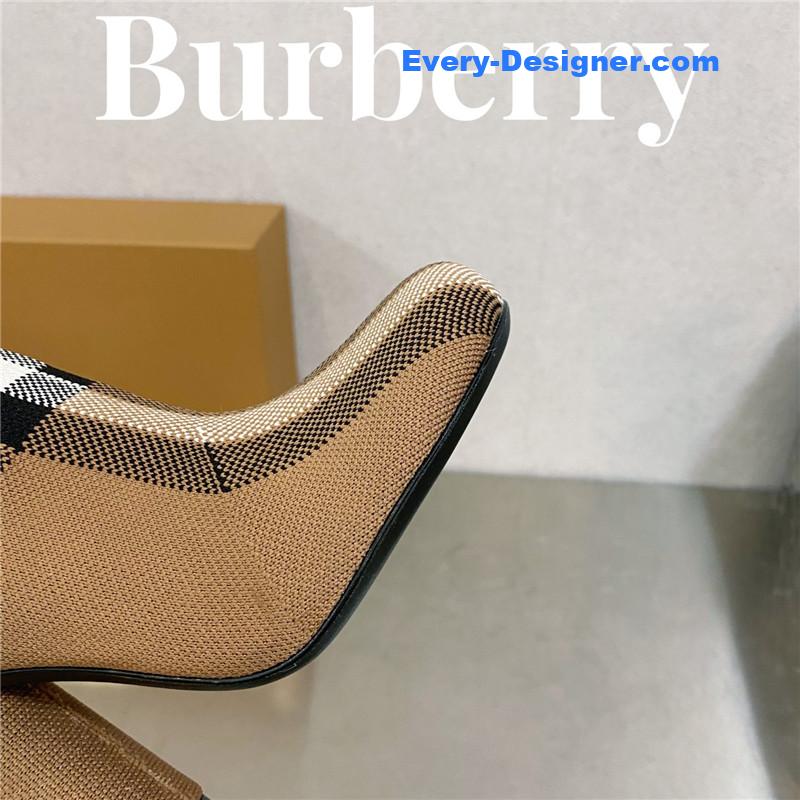 Bv*b*rry square-toe stiletto checked stretch-knit sock boots