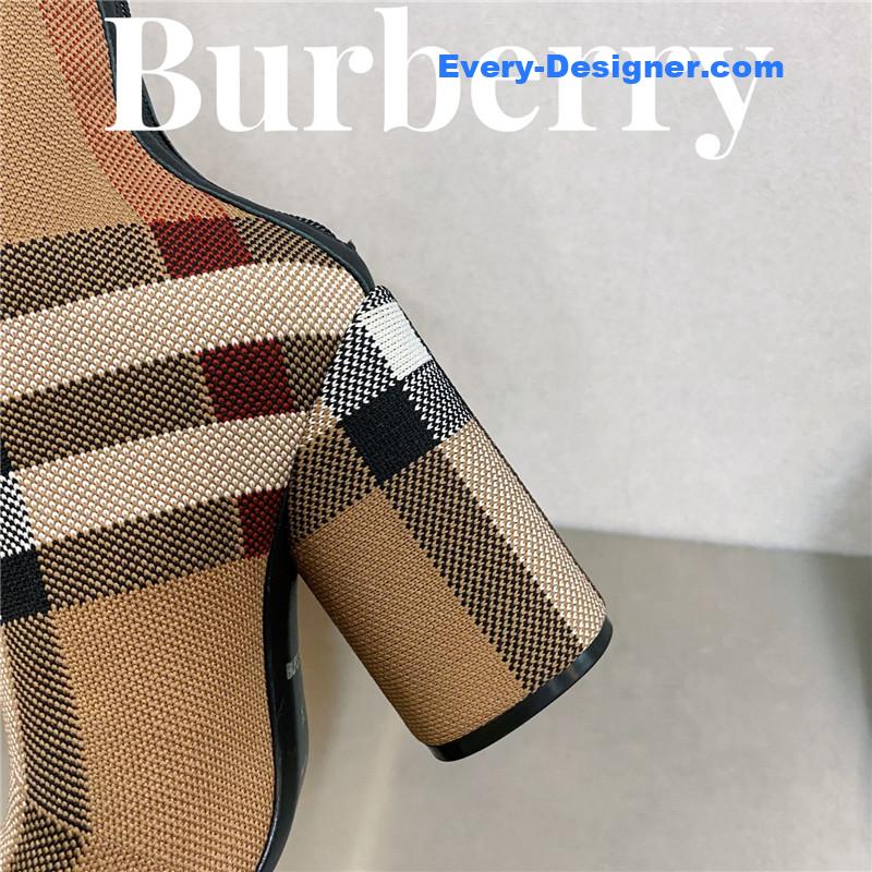 Bv*b*rry square-toe stiletto checked stretch-knit sock boots