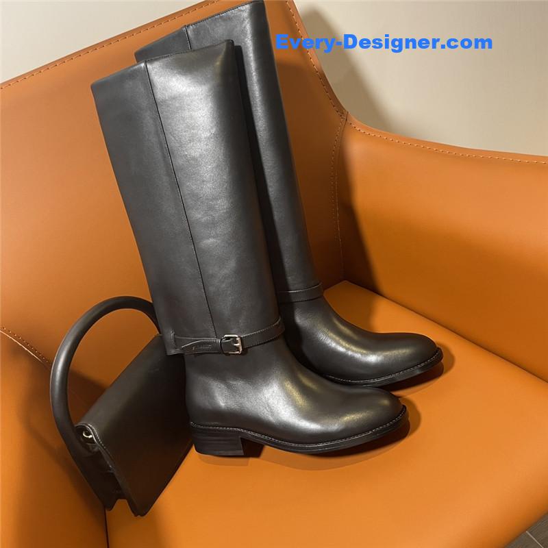 Bv*b*rry black knee-high leather riding boots
