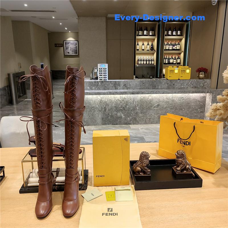 F**di knee high lace up boots