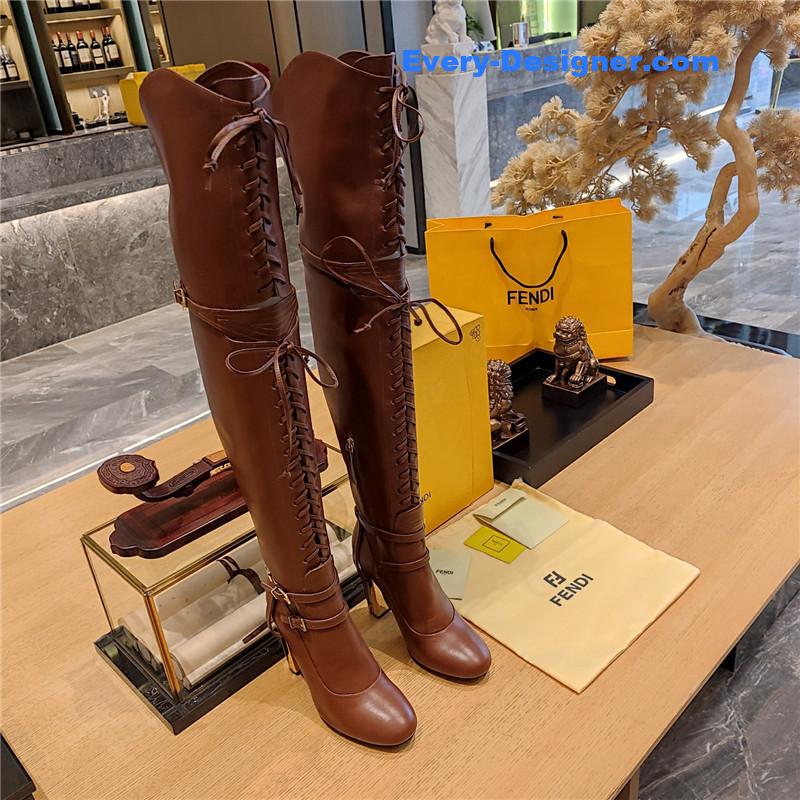 F**di knee high lace up boots