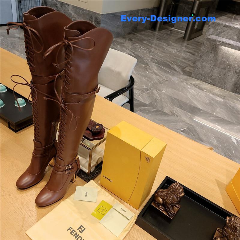F**di knee high lace up boots