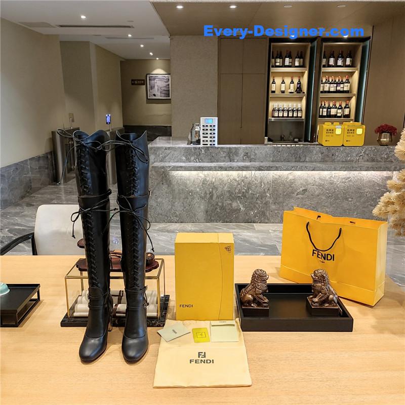 F**di knee high lace up boots