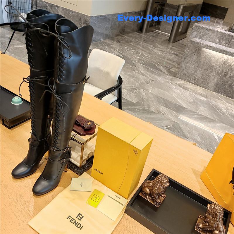 F**di knee high lace up boots