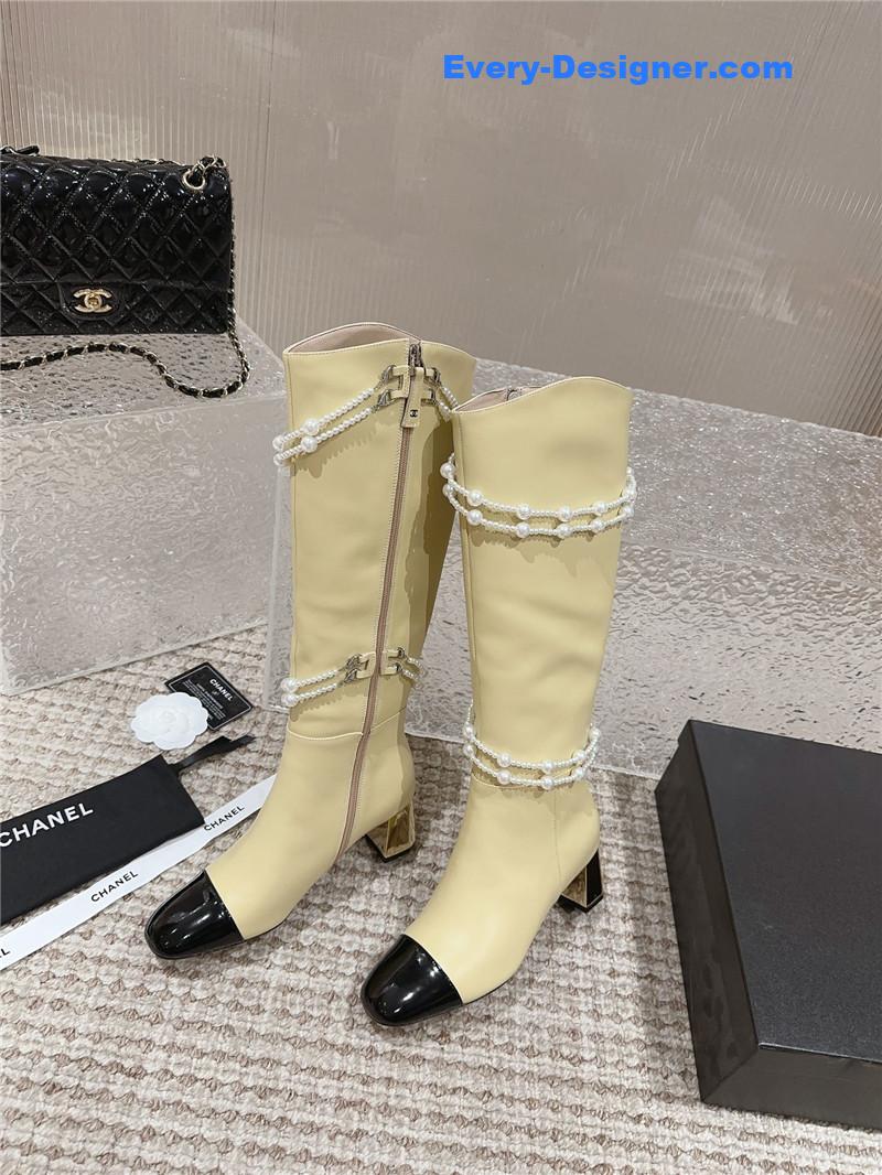 CC pearl accessories high heel boots