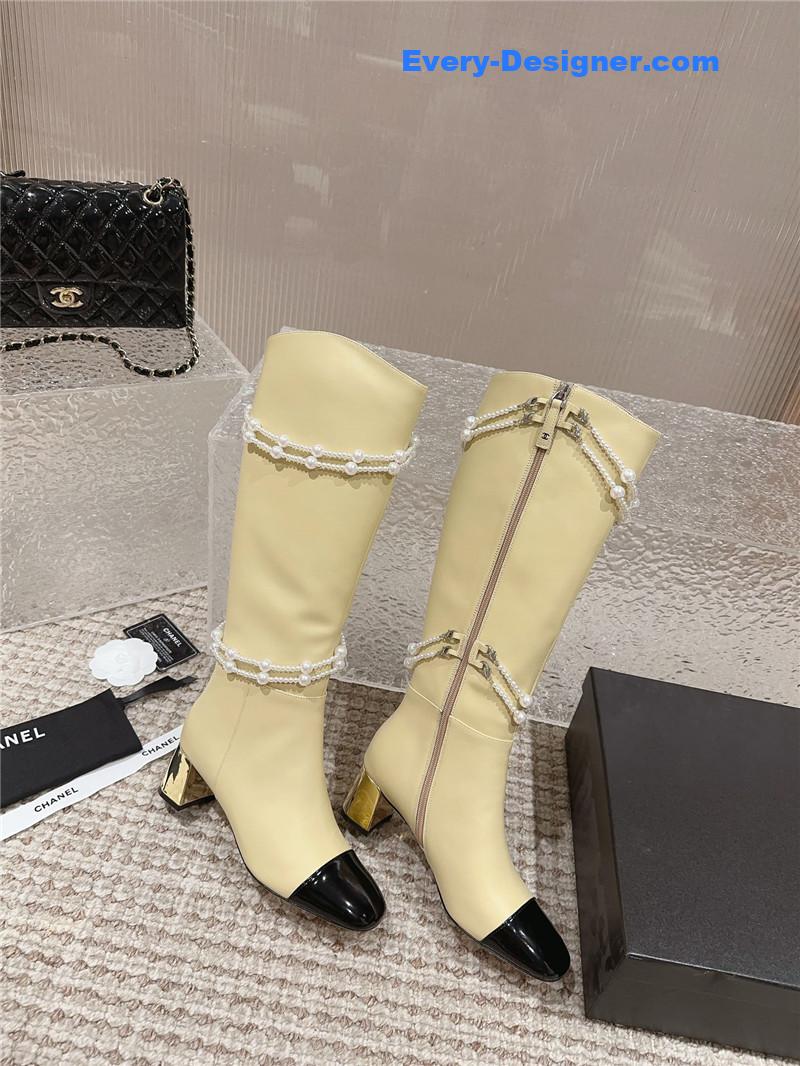 CC pearl accessories high heel boots
