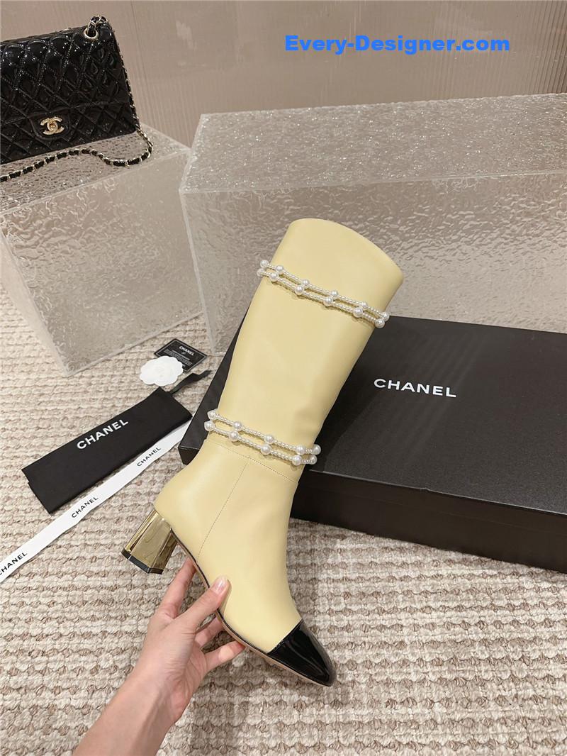 CC pearl accessories high heel boots