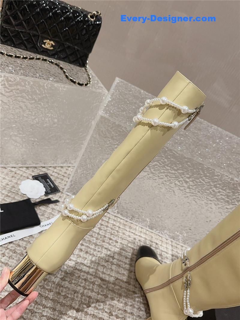 CC pearl accessories high heel boots
