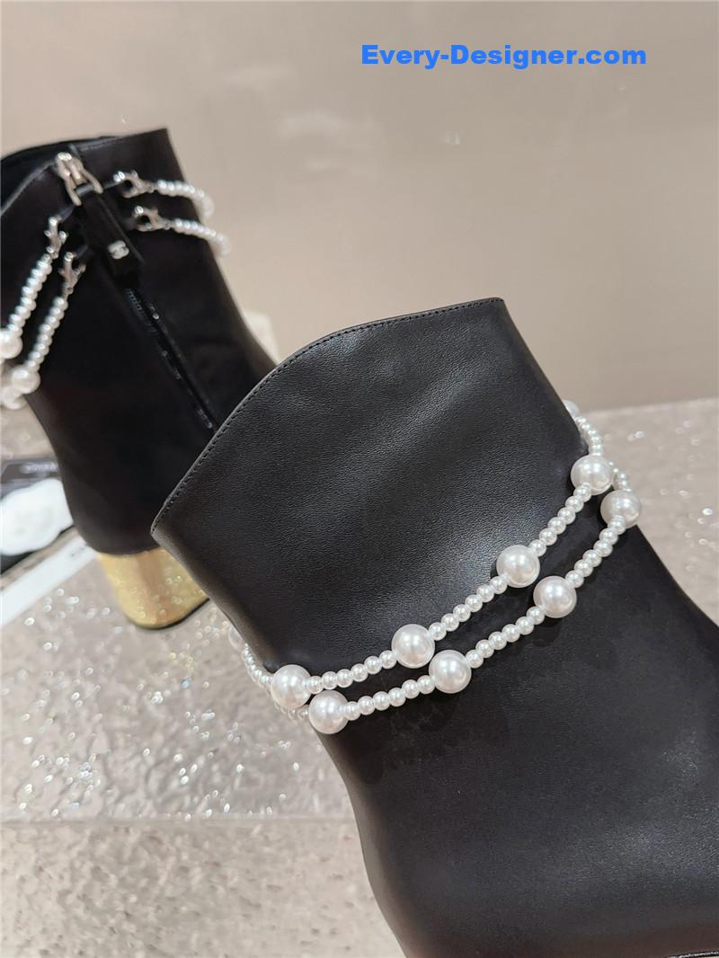 CC pearl accessories high heel boots