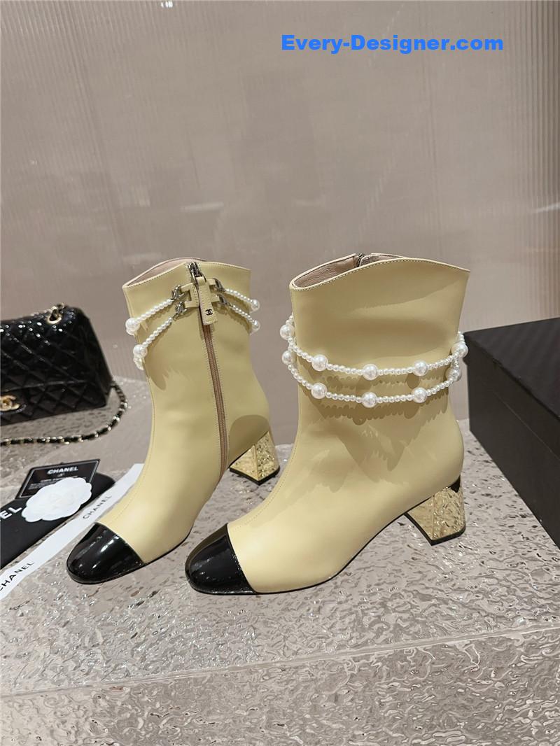 CC pearl accessories high heel boots