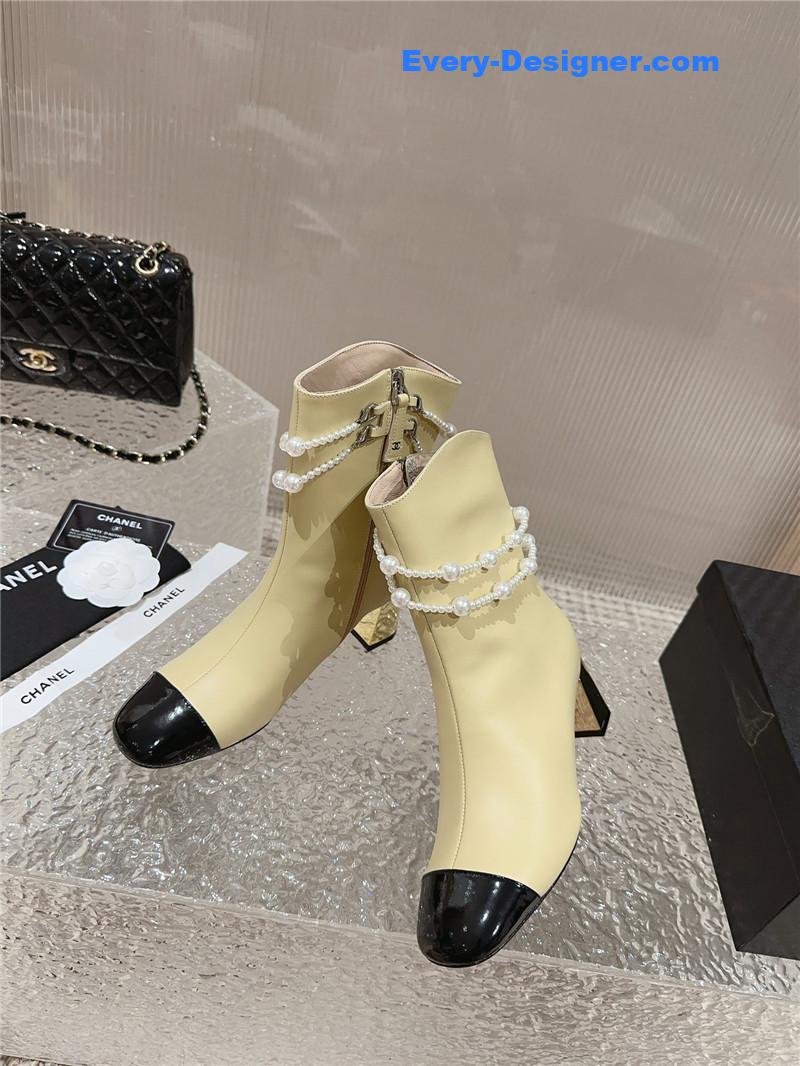 CC pearl accessories high heel boots