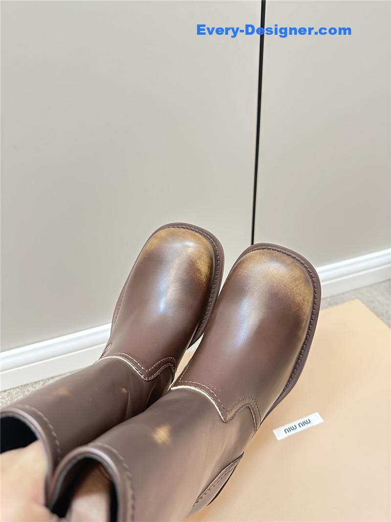 M1um1u retro color polished knight shoes