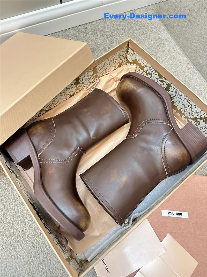 M1um1u retro color polished knight shoes