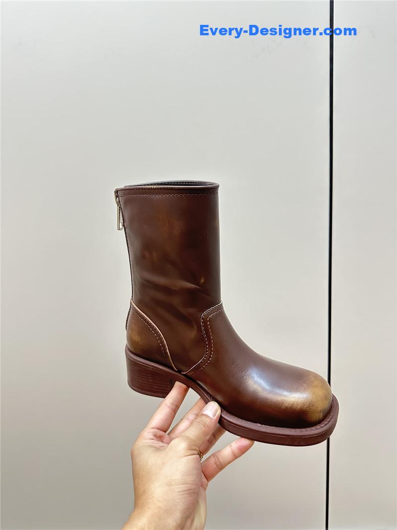 M1um1u retro color polished knight shoes