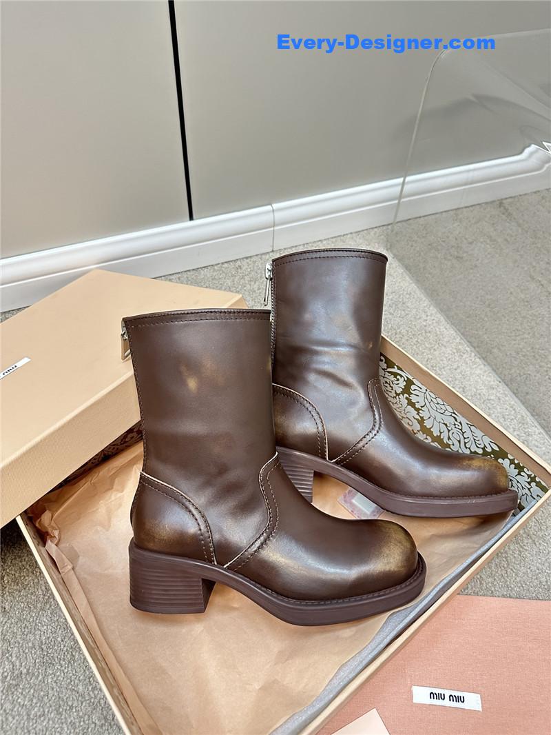 M1um1u retro color polished knight shoes