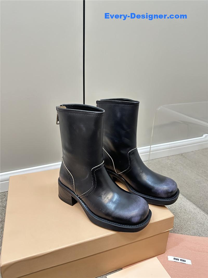 M1um1u retro color polished knight shoes