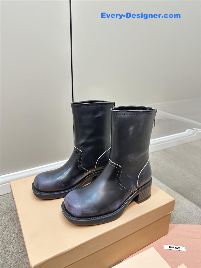 M1um1u retro color polished knight shoes