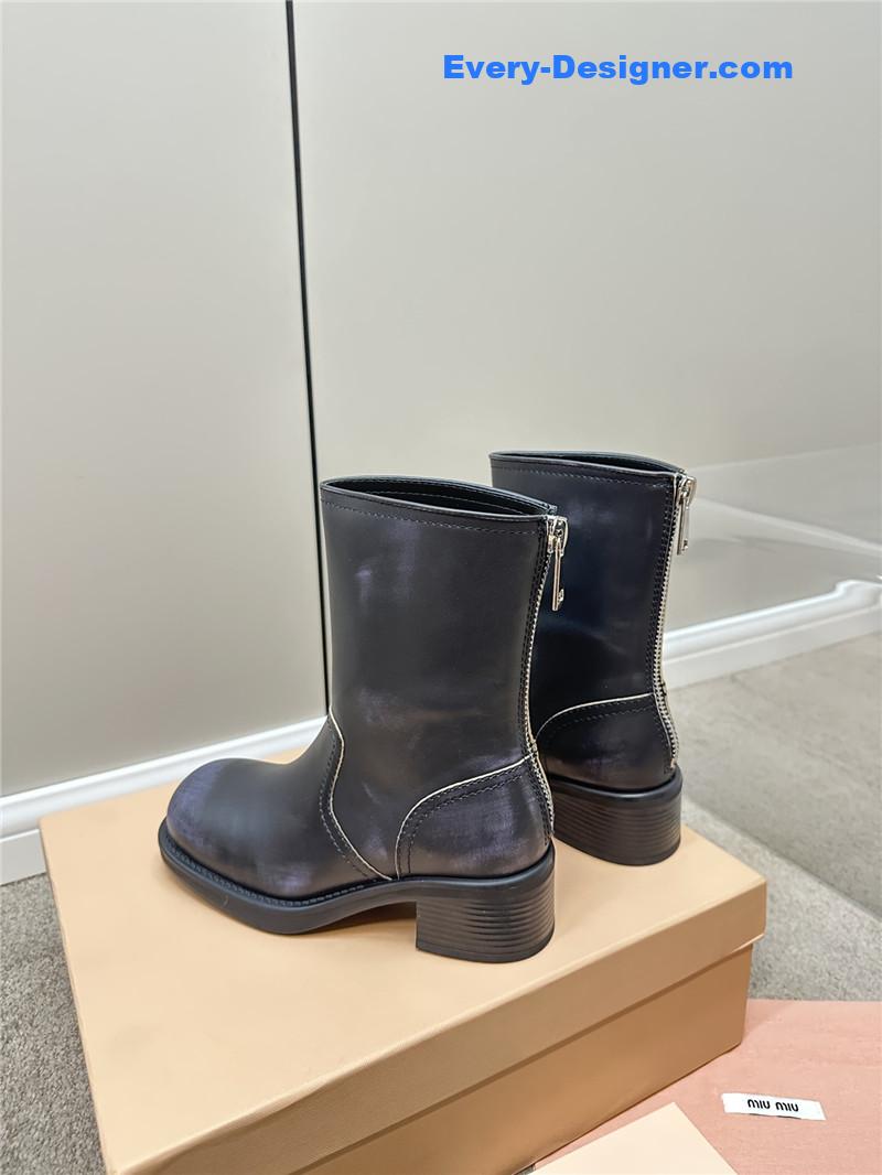 M1um1u retro color polished knight shoes