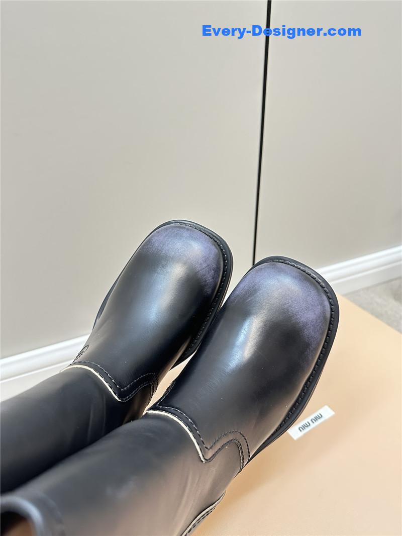 M1um1u retro color polished knight shoes