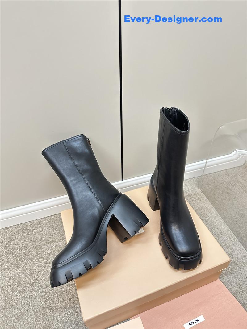 M1um1u autumn and winter new middle boots