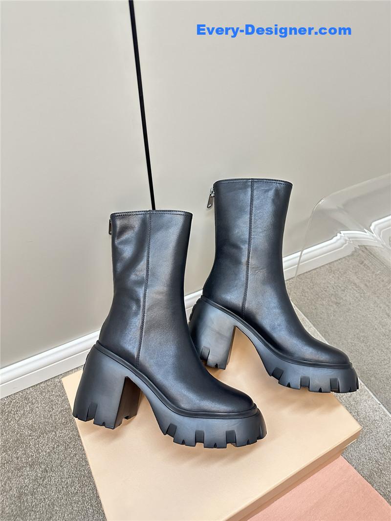 M1um1u autumn and winter new middle boots