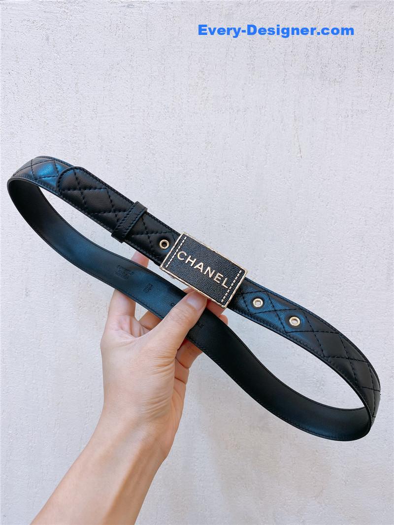 Ch**el gold metal logo buckle belt
