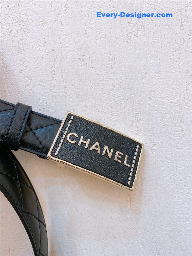 Ch**el gold metal logo buckle belt