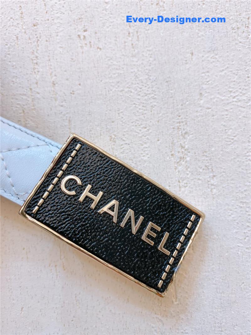 Ch**el gold metal logo buckle belt