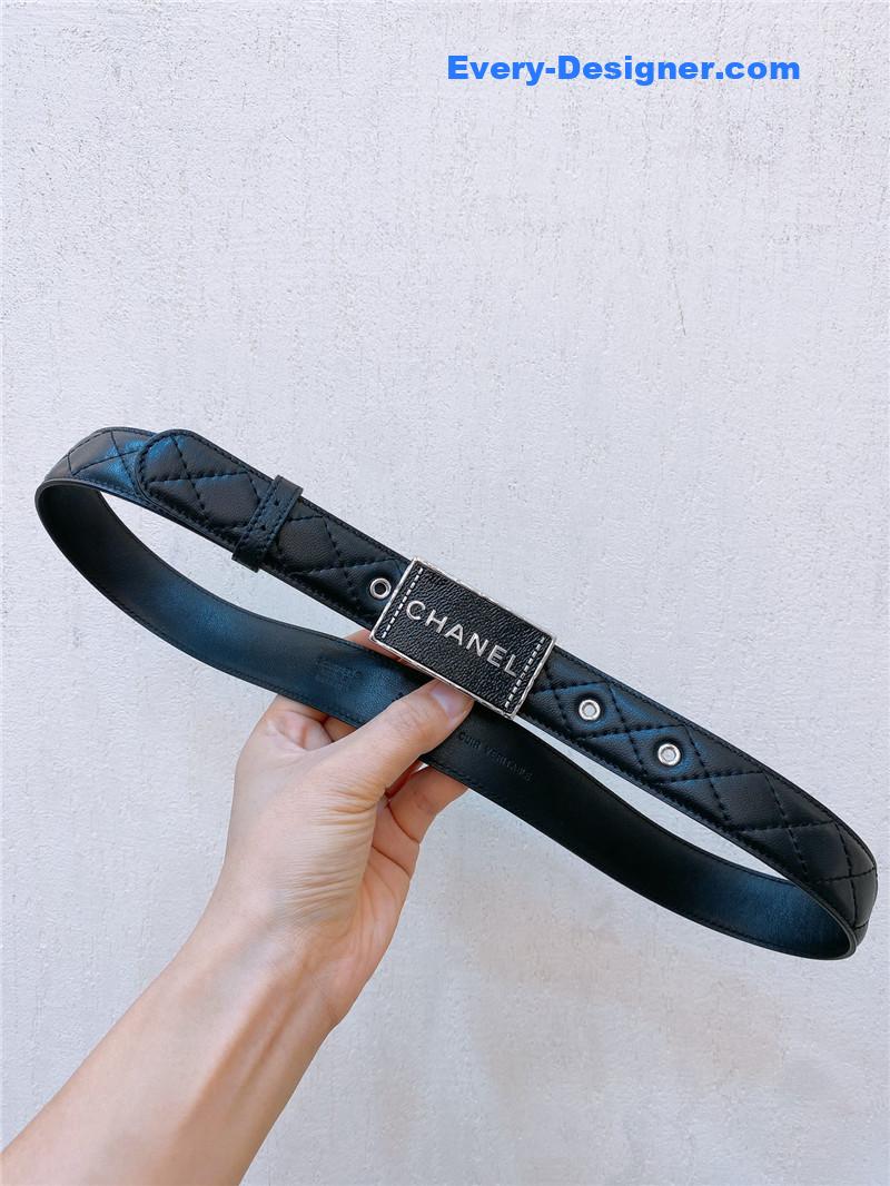 Ch**el gold metal logo buckle belt