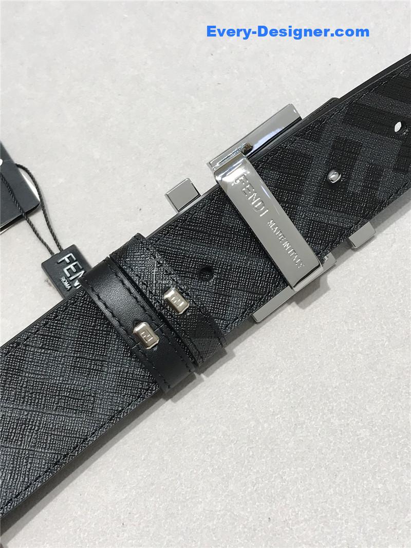 F**di belt in calfskin with printed canvas bottom