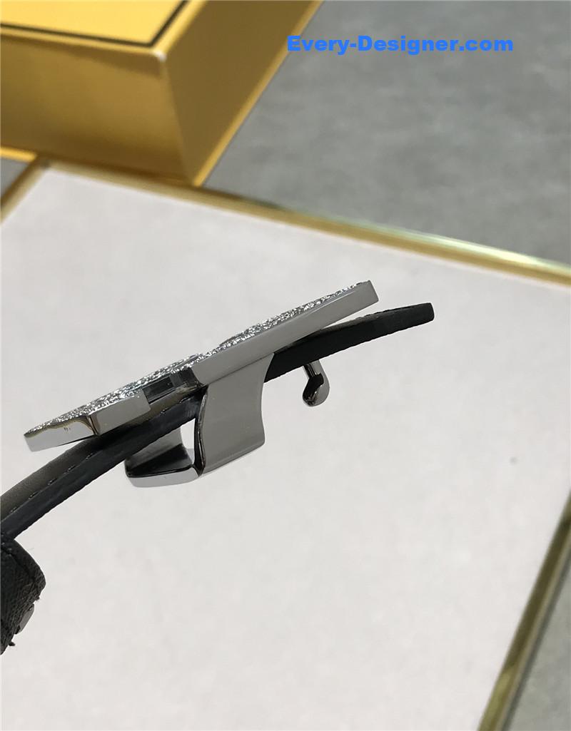 F**di belt in calfskin with printed canvas bottom