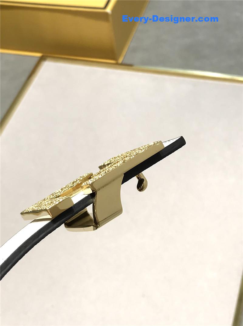 F**di belt in calfskin with printed canvas bottom