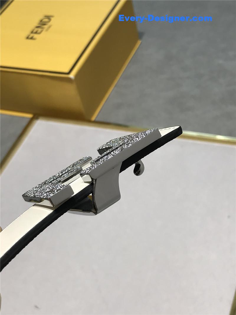 F**di belt in calfskin with printed canvas bottom