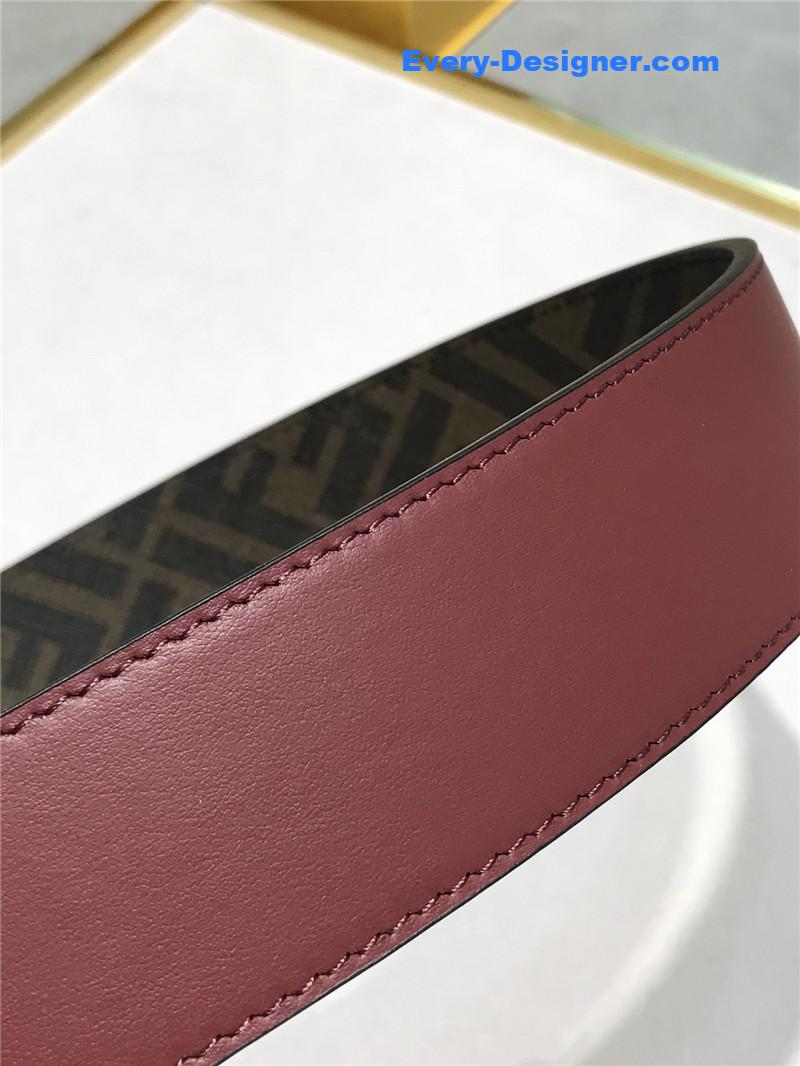F**di belt in calfskin with printed canvas bottom