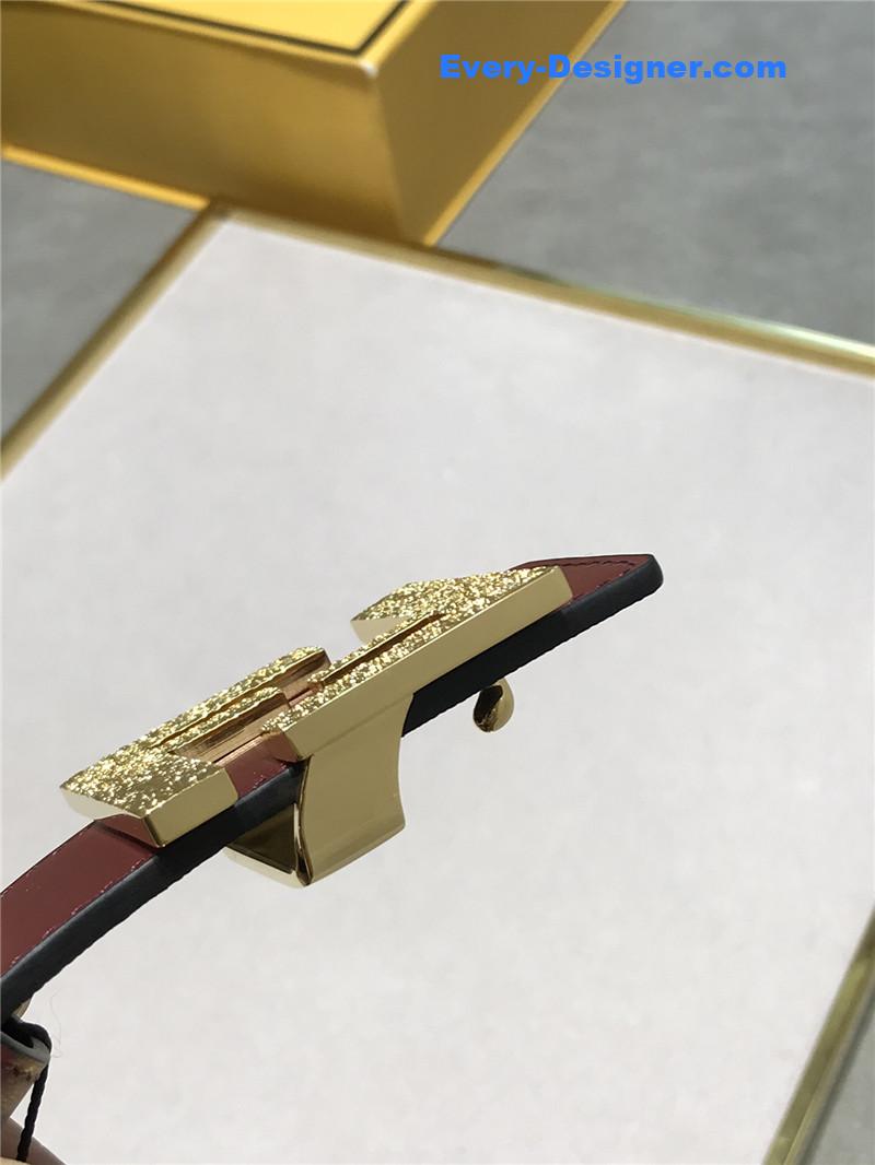 F**di belt in calfskin with printed canvas bottom