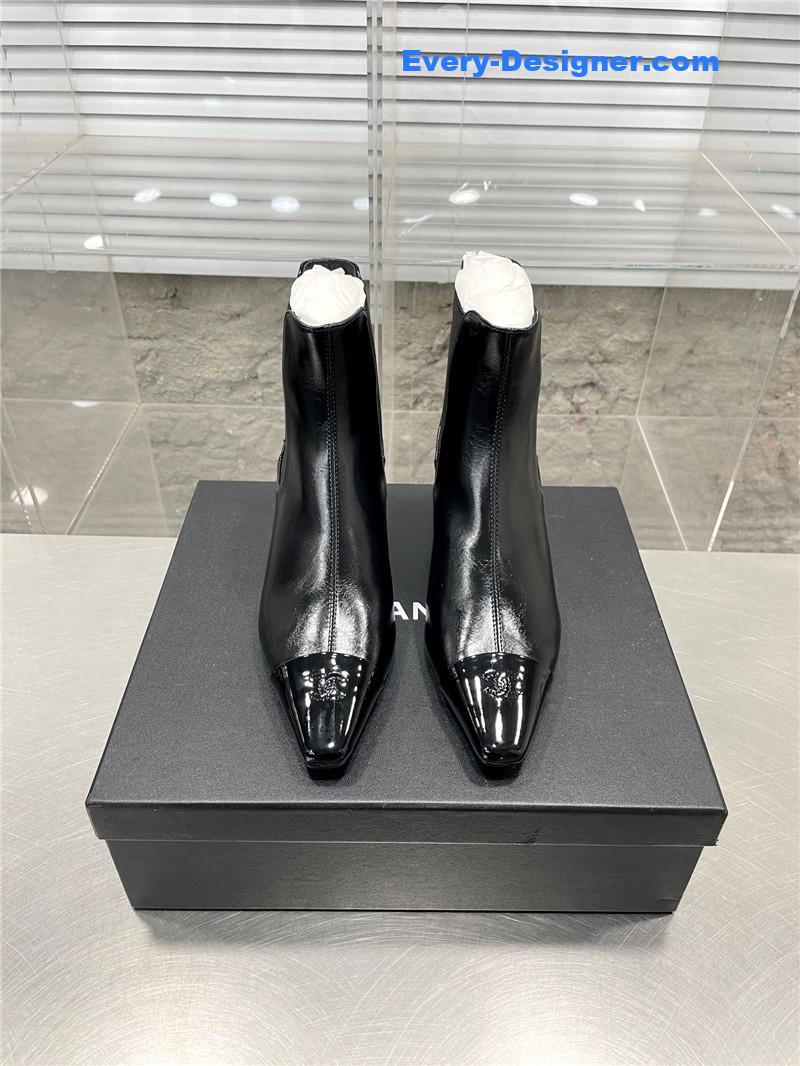 CC Classic Double C Small Square Toe Chunky Heel Boots