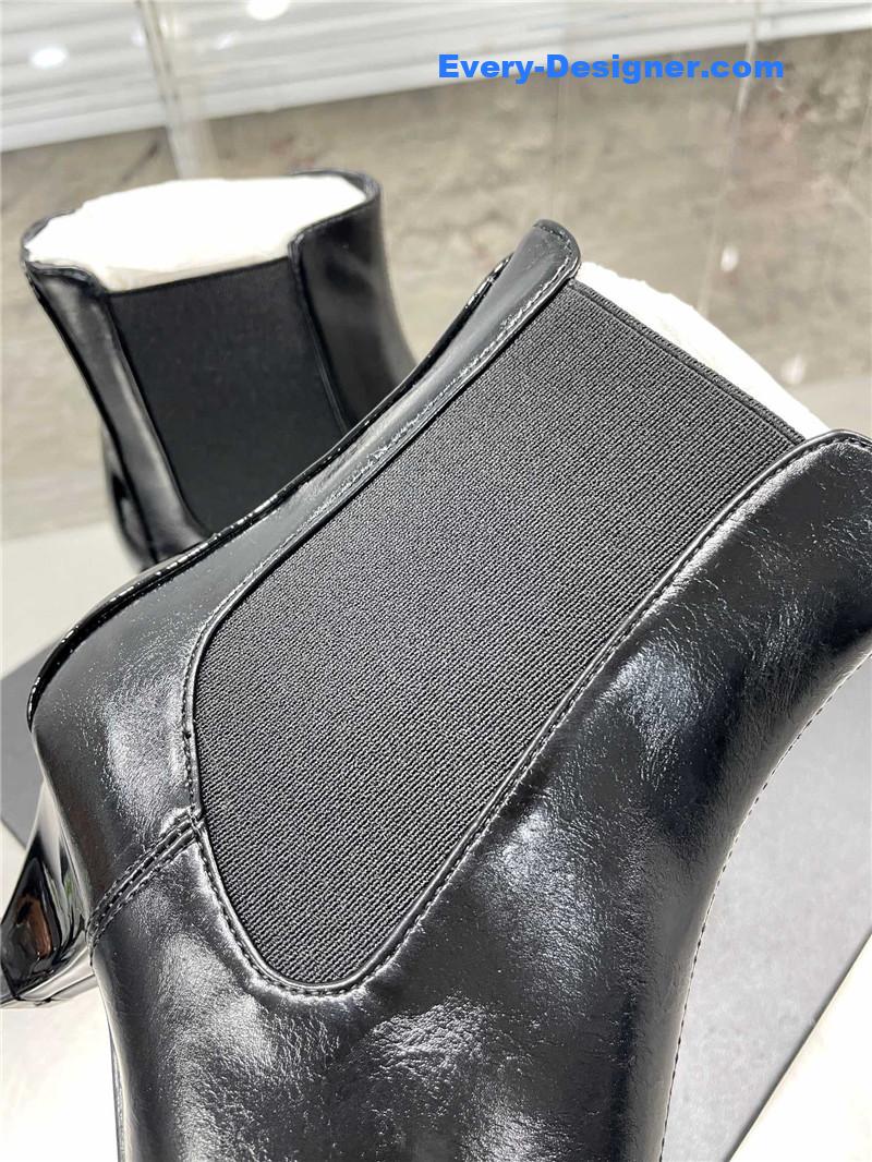 CC Classic Double C Small Square Toe Chunky Heel Boots