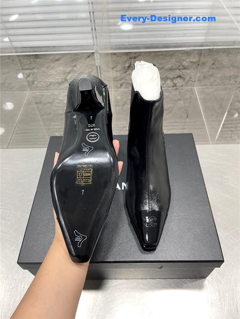 CC Classic Double C Small Square Toe Chunky Heel Boots