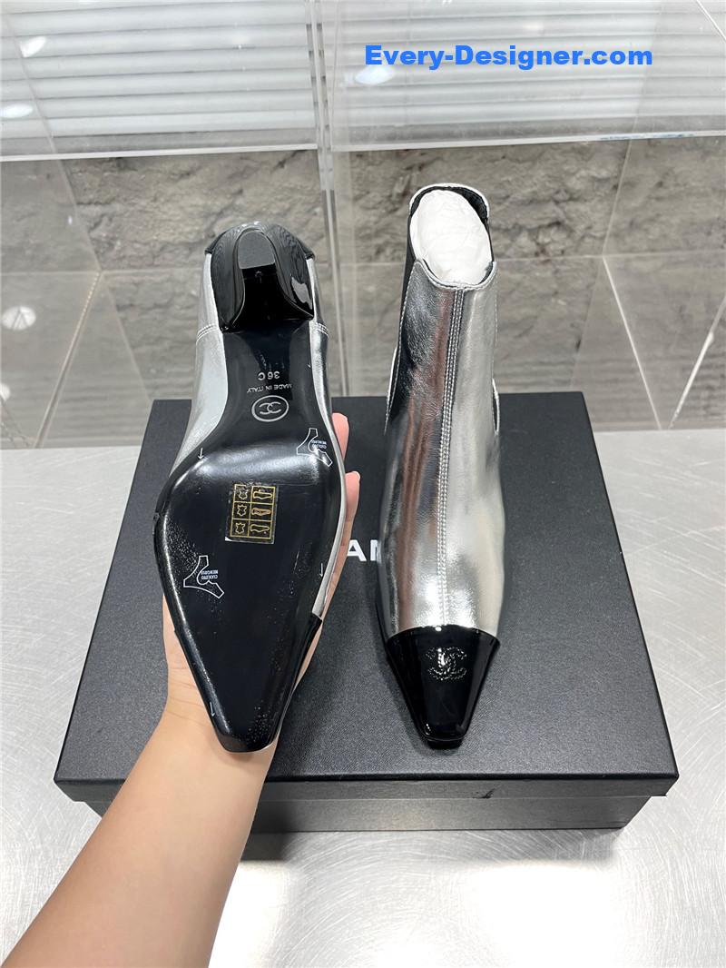 CC Classic Double C Small Square Toe Chunky Heel Boots