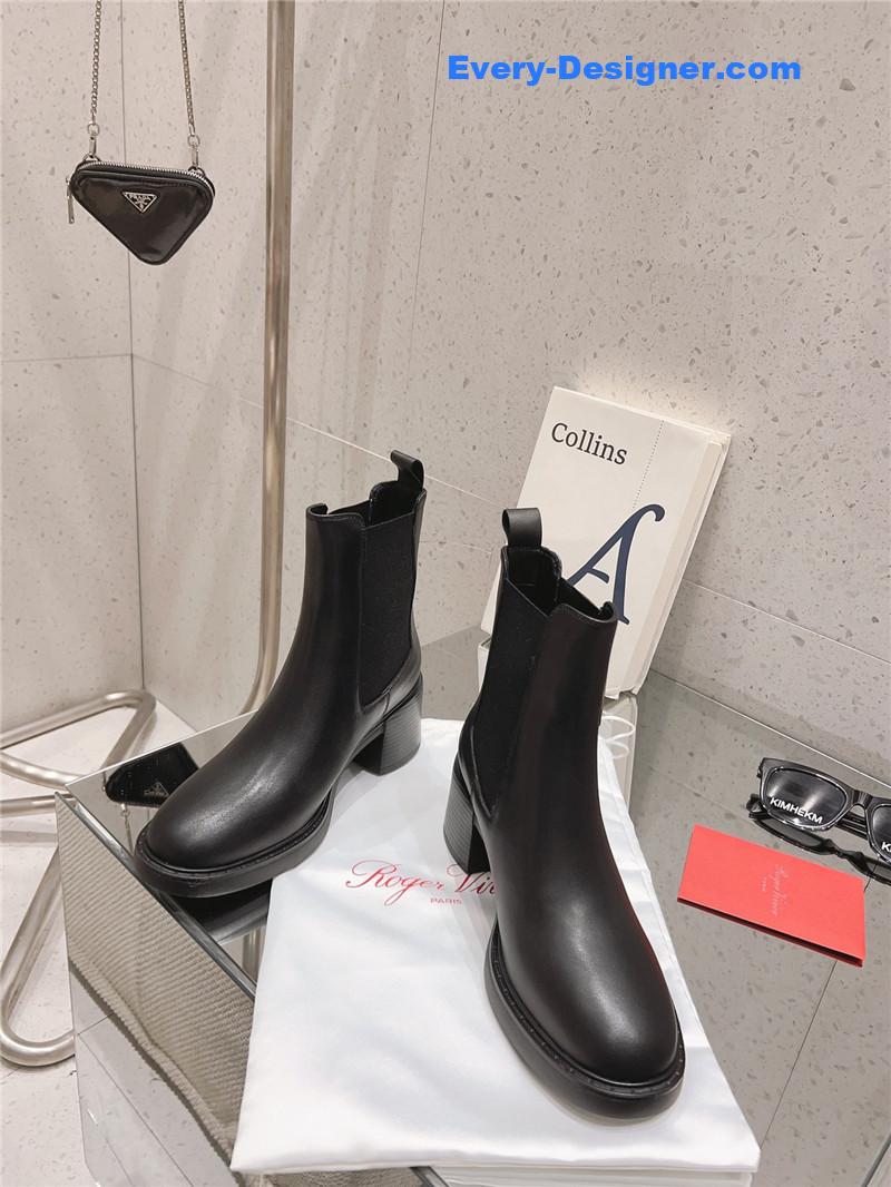 Roger vivier square buckle ankle boots