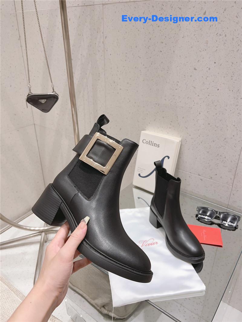 Roger vivier square buckle ankle boots