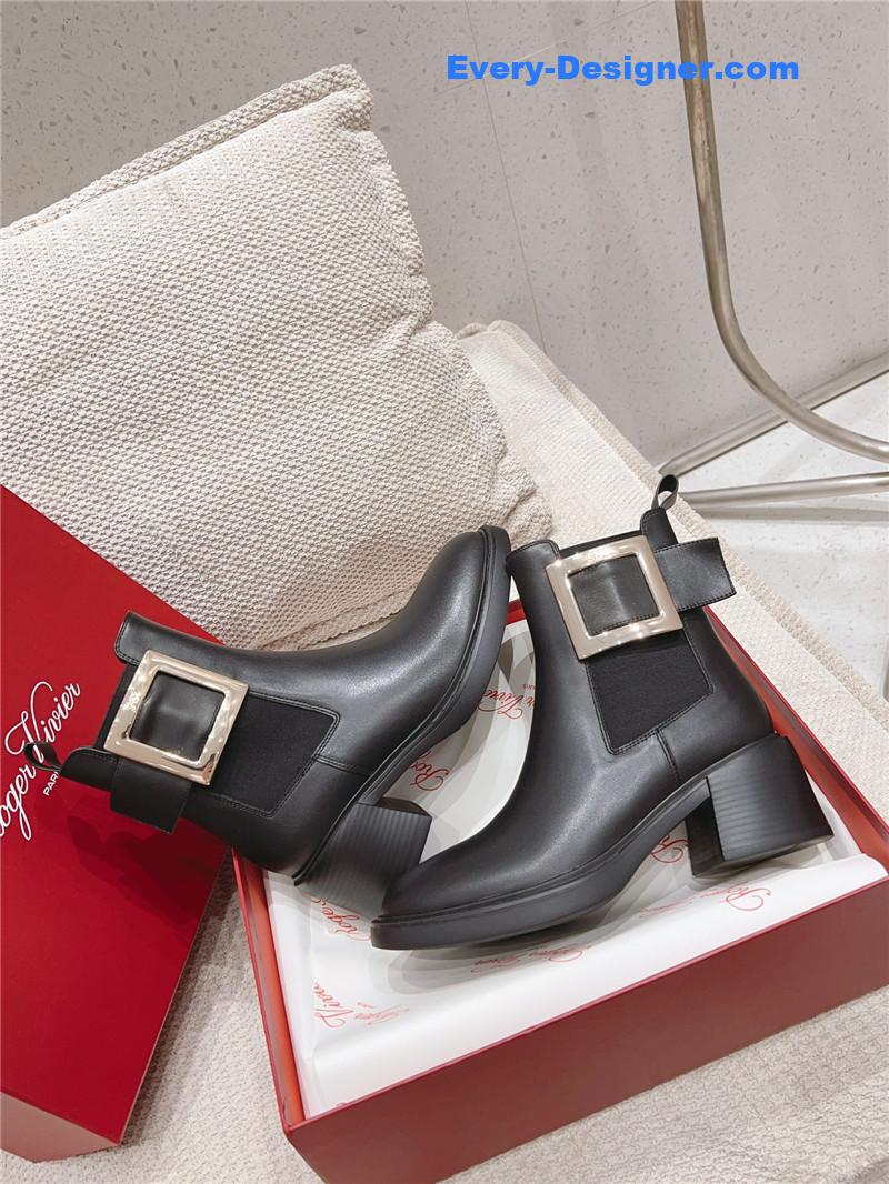 Roger vivier square buckle ankle boots