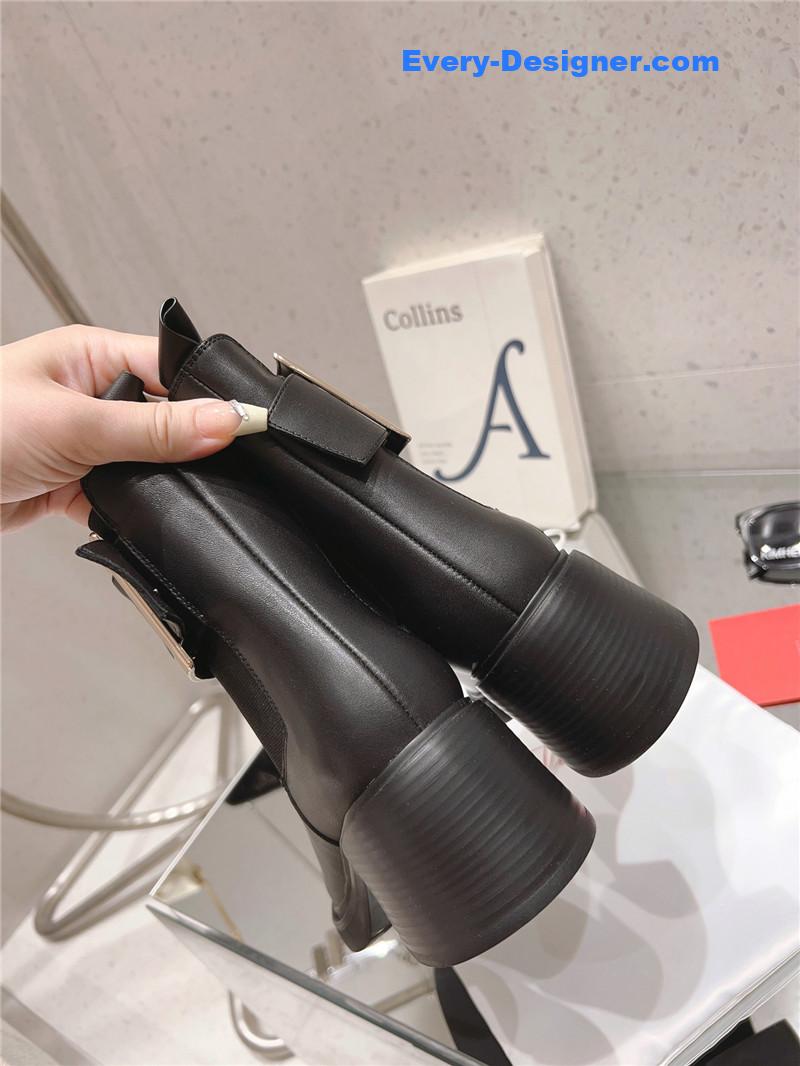 Roger vivier square buckle ankle boots